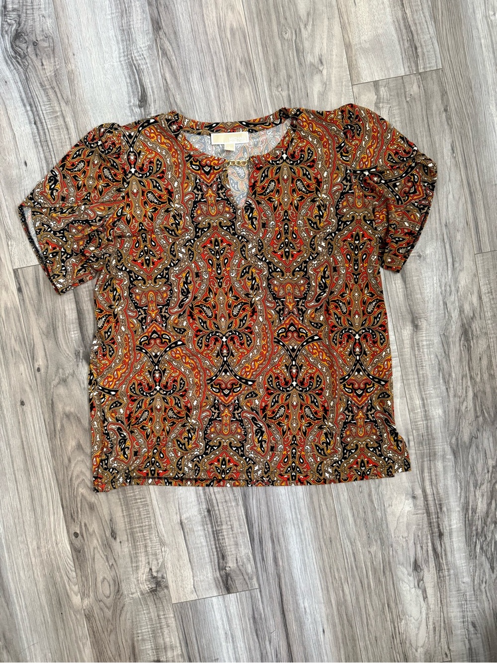 Michael Kors Rust Paisley Short-Sleeve Blouse